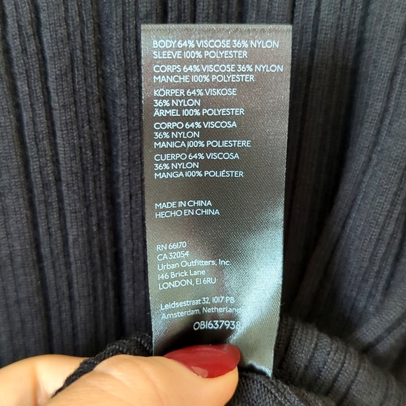 Anthropologie Ribbed Knit Scoop Neck Sheer Shimmer Puff Sleeve Sweater Black S - Picture 4 of 10